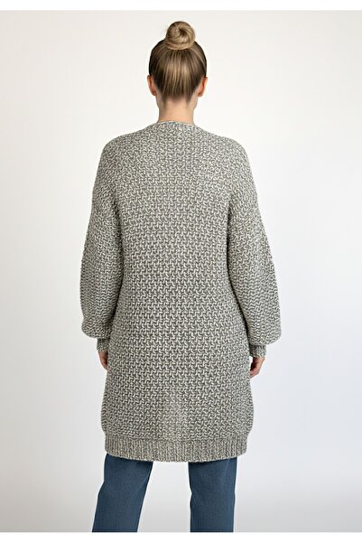 Figl Chunky knitted cardigan - Wrap cardigan - Gray sweater M1277 size M