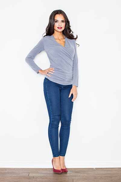 Figl Women's envelope sweater - Gray M247 size XL