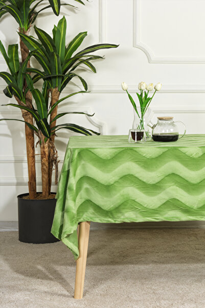 Elart Patterned Velvet Tablecloth (125X210 cm) Green