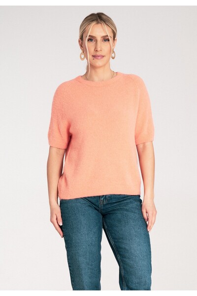 Figl Women's short sleeve sweater - Alpaca sweater - Orange sweater M1210 size S/M