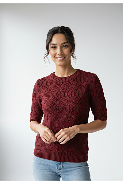 Figl Elegant women's sweater - Knitted sweater with braid - Cherry sweater M1...