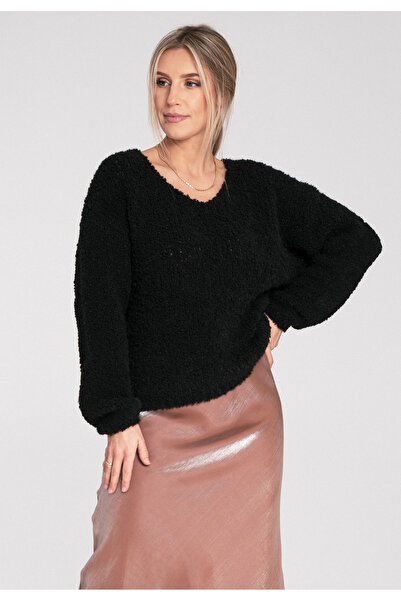 Figl Bouclé sweater - Bouclé sweater - Alpaca sweater - Black M1108 universal size