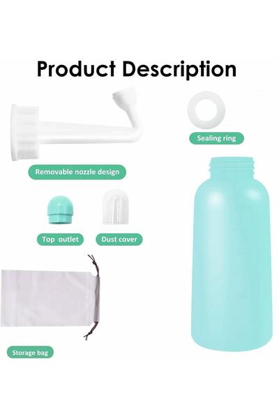 TPE Mini Peri Bottle, 350ml Portable Travel Bidet with Carry Bag, Material(Green)