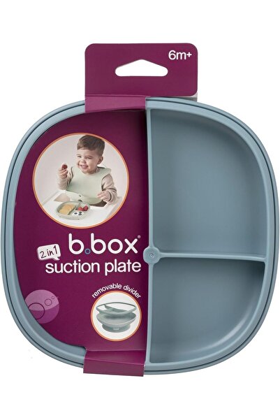 b.box 2-in-1 Suction Plate (Ocean) – Removable Divider, Strong Suction, Dishwasher Safe