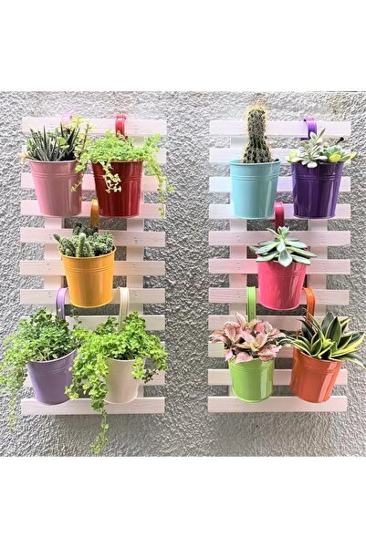 Türker Renkli Askılı Balkon Saksıları – Metal Dayanıklı Çiçeklik (3 Adet)