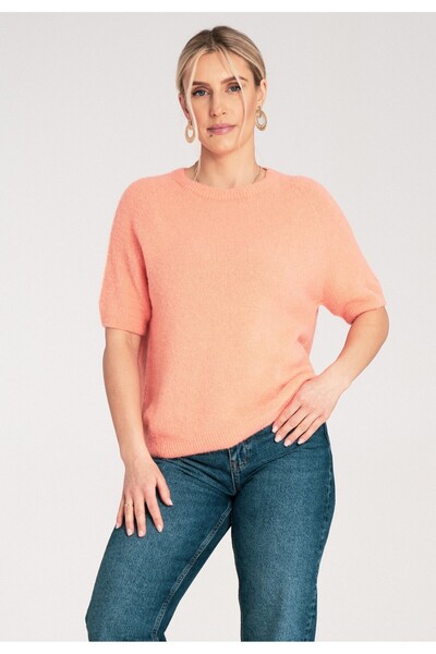 Figl Women's short sleeve sweater - Alpaca sweater - Orange sweater M1210 size S/M