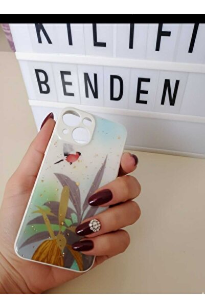 kılıfınbenden حافظة هاتف آيفون 13 ميني بنمط الزهور والطيور