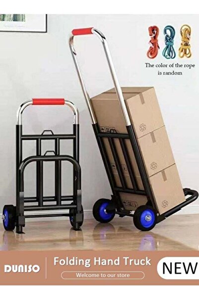 DOMEET عربة يدوية قابلة للطي، عربة أمتعة شديدة التحمل بمقبض تلسكوبي وعجلات مط...