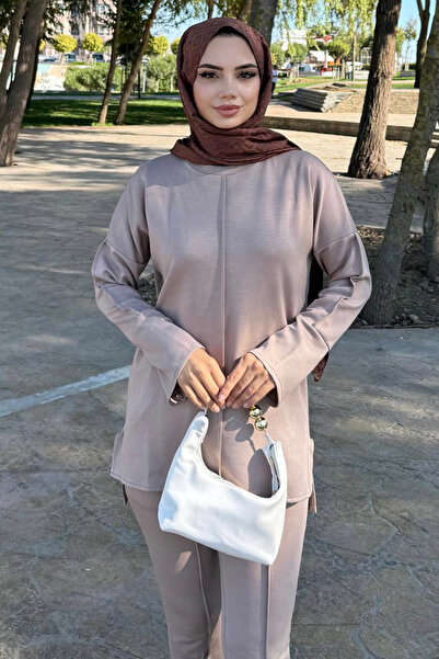 benguen Double Suit with Stitching Detail Z5689 Beige