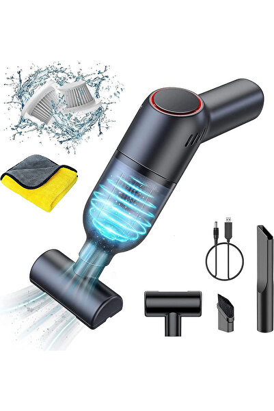 Generic مكنسة يدوية لاسلكية، مكنسة كهربائية محمولة للسيارة، مكنسة يدوية صغيرة قابلة لإعادة الشحن للتنظيف الرطب والجاف