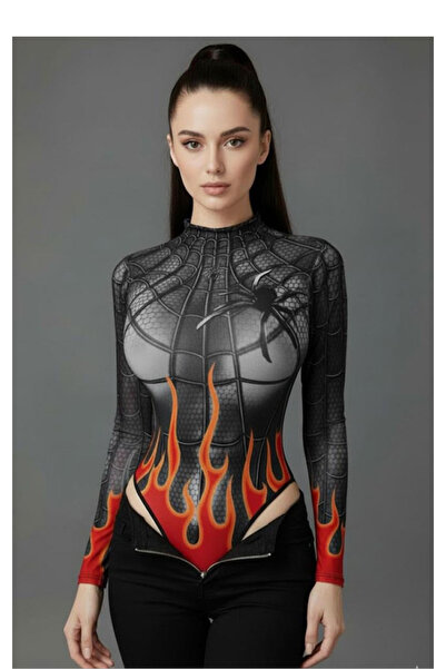 Köstebek Spider Patterned Snap-On Bodysuit