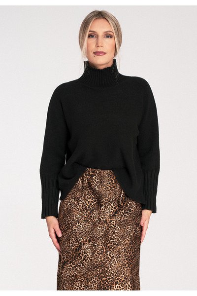 Figl Elegant women's sweater - High-neck sweater - Black sweater M1101 size S/M