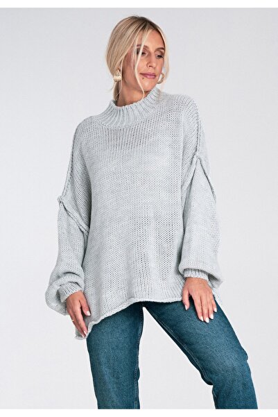 Figl Women's turtleneck sweater - Women's thick sweater - Gray sweater M1238 size S