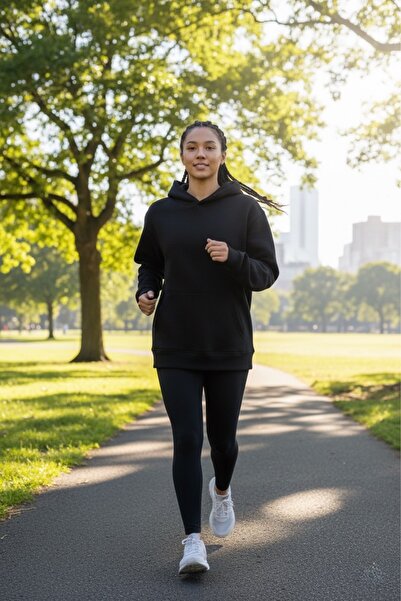 SVART WEAR Тайц-худі Комбінезон Жіночий Чорний Стягуючий легінси + Оверсайз худі Комплект