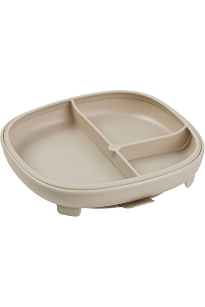 b.box 2-in-1 Suction Plate (Latte) - Removable Divider, Dishwasher Safe, from 6m+