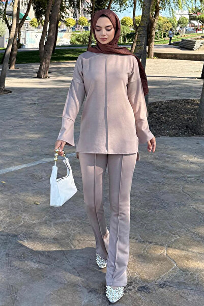 benguen Double Suit with Stitching Detail Z5689 Beige