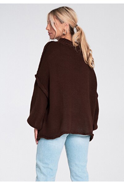 Figl Women's turtleneck sweater - Women's thick sweater - Brown sweater M1238 size XL