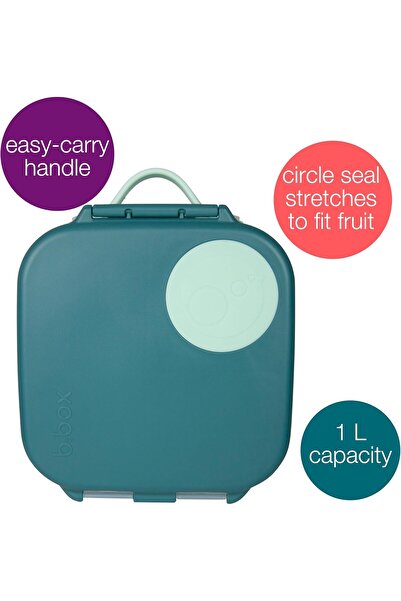b.box Mini Lunch Box for Toddlers & Kids, 2 Leak-Proof Compartments, BPA Free (Emerald Forest, 1L)