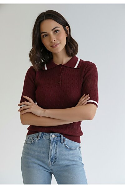 Figl Women's polo shirt - Turtleneck sweater - Cherry sweater M1268 size S
