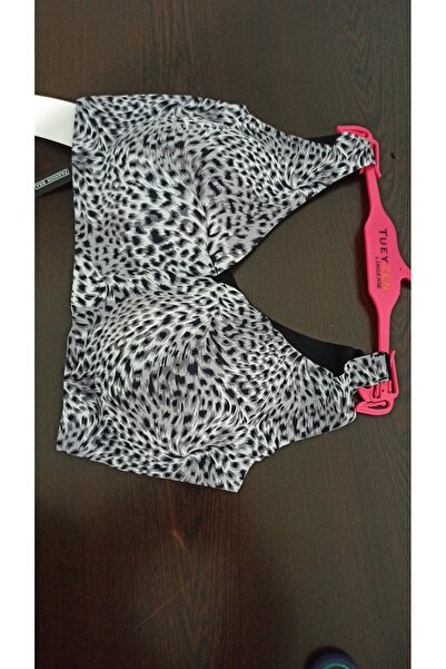 MADAMNİZ Braless, removable padded bustier with laser-cut leopard print detai...
