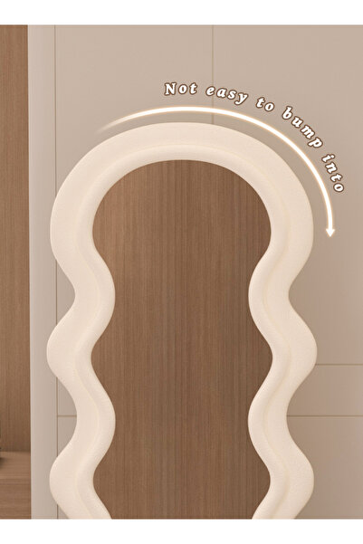 Zeno Wave Mirror 170cm Floor Stand | White/Pink/Black Plush Frame - For Bedroom Decor All Seasons