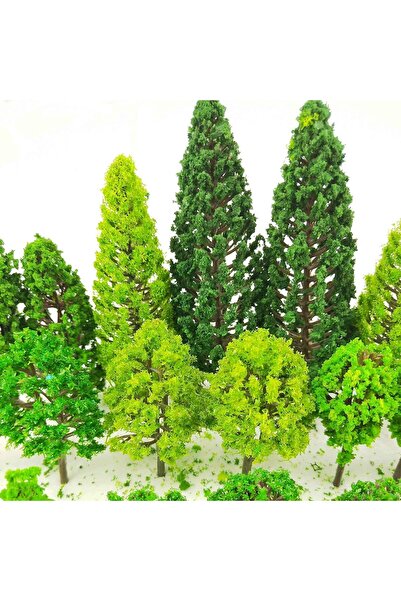Generic PLRDM 60-Piece Mixed Model Trees 1.3–6 in for Train & Architectural Scenes - Green