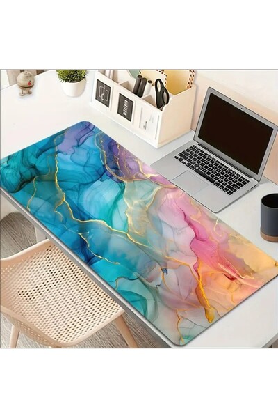 sgeteknoloji Sge Technology 65X25 cm Colorful Marble Themed Anti-Slip Base Speed Surface Gamer Mouse Pad Gaming