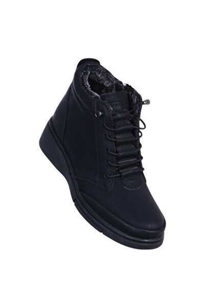 Ayakcenter Estelle 770 Zümrüt Siyah Kadın İçi Kürklü Düz Bot