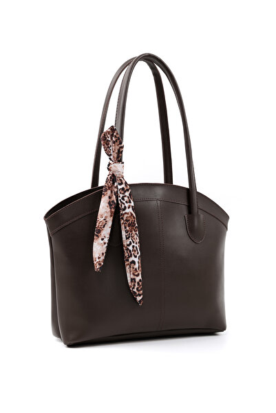 SHAKA Brown Color Shk274 Faux Leather Zippered Single Compartment Hand, Arm and Shoulder Bag with Scarf Gift