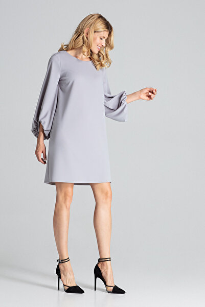 Figl Gray dress with puff sleeves and boat neckline - M693 size L/XL