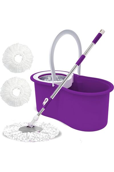 festive Easy 360 Degree Spin Mop and Bucket set – Stainless Steel Handle, 2 M...