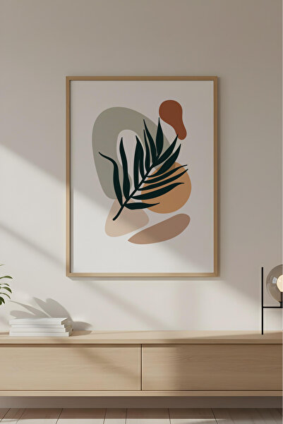 huhuli Ahşap Çerçeveli Soyut Çiçek Desenli Tablo Huhu635