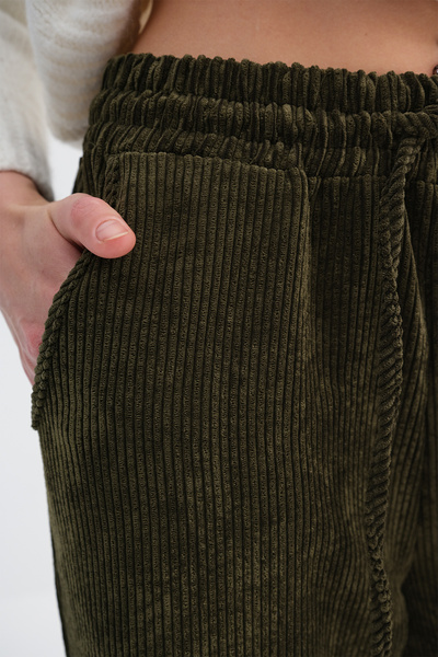 Addax Corded Fabric Velvet Wide Leg Pants Pn17707