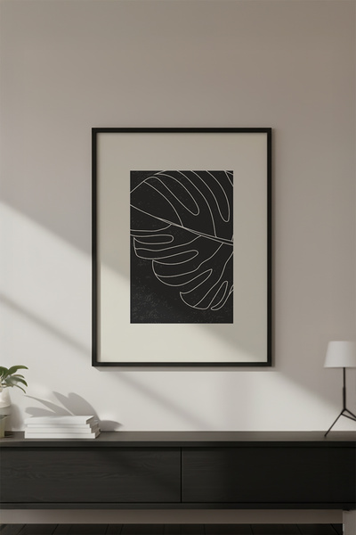 huhuli Ahşap Siyah Çerçeveli Soyut Minimalist Tablo Huhu610