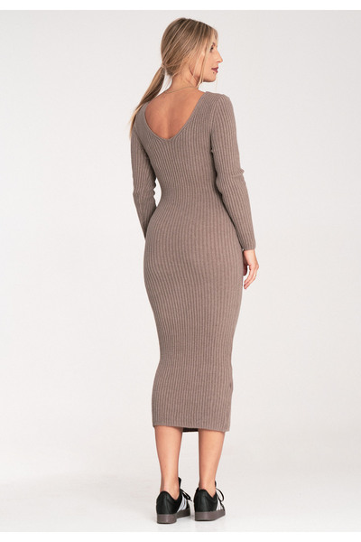 Figl Bodycon dress - striped dress - beige dress M1090 size Universal