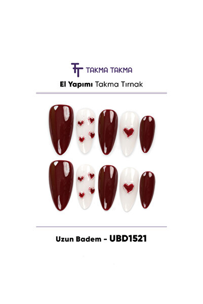 Takma Takma 10'lu Bordo Uzun Badem UBD1521 Tekrar Kullanılabilir El Yapımı Pr...