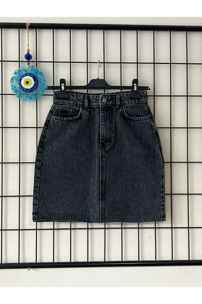 Dema Women's Denim Cotton Gray Mini Skirt