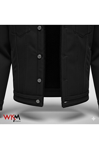 WKM Ανδρικό τζιν μπουφάν με κλασική κοπή από γούνα