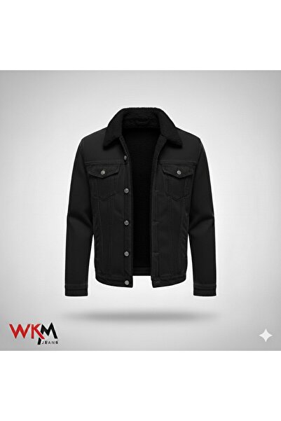 WKM Ανδρικό τζιν μπουφάν με κλασική κοπή από γούνα