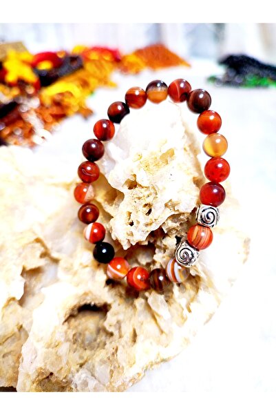 ŞAHBEY TESBİH سوار من حجر العقيق الكرنيليان الطبيعي 8 مم