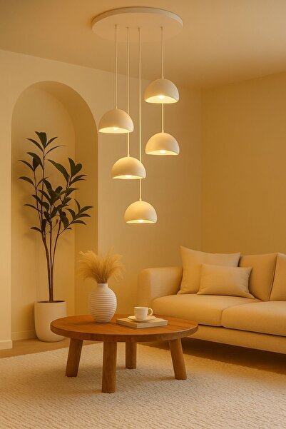 abacıshop 20 cm 5li set beton avize sarkıt avize bohem iskandinav model