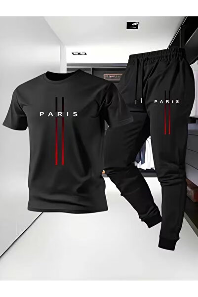 İSMTEXS طقم رياضي للجنسين من سبورت ستايل باريس مطبوع بأكمام قصيرة
