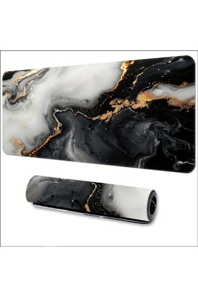 sgeteknoloji Sge Technology 65X25 cm Gilded Marble Design Anti-Slip Base Speed Surface Gamer Mouse Pad Gaming