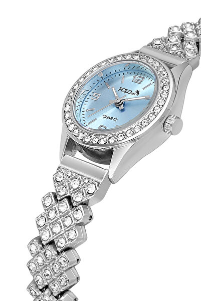 Polo Air Luxury Stone Women's Wristwatch Silver Blue Color Pl-1586B5X