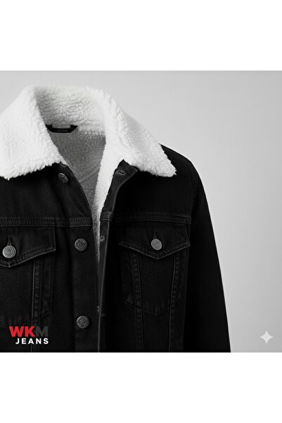 WKM Ανδρικό τζιν μπουφάν με κλασική κοπή από γούνα