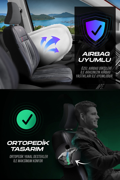 Panda Kılıf Panda Austin Series Velor Cloth Car Seat Cover - Full Set