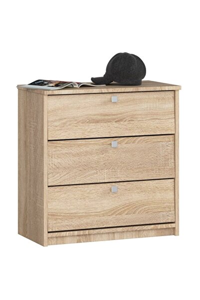 SERSIMO Dulap pantofi MINI cu 3 uși pliante, PAL laminat 16 mm, 60x31x62 cm, stejar sonoma