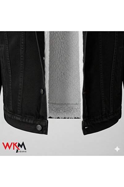 WKM Ανδρικό τζιν μπουφάν με κλασική κοπή από γούνα