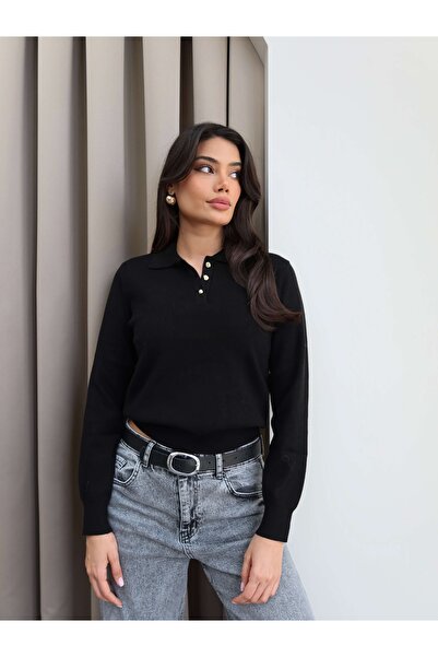 ESRAHELVACI Polo Neck Half Button Sweater