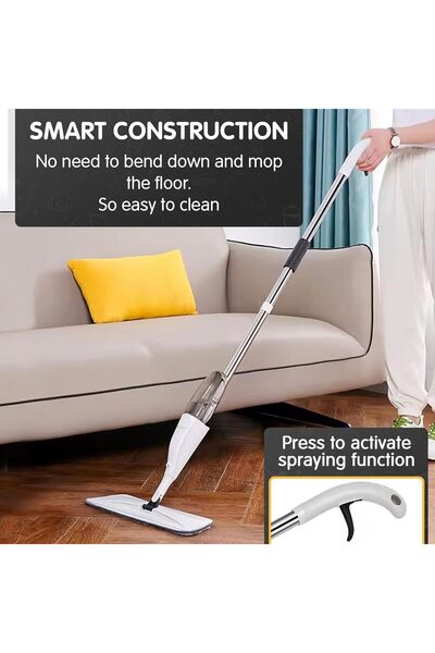 festive Microfiber Spray Mop with Stainless Steel Handle, 47 Inch Long.360° Rotating Mops for Floors Wall